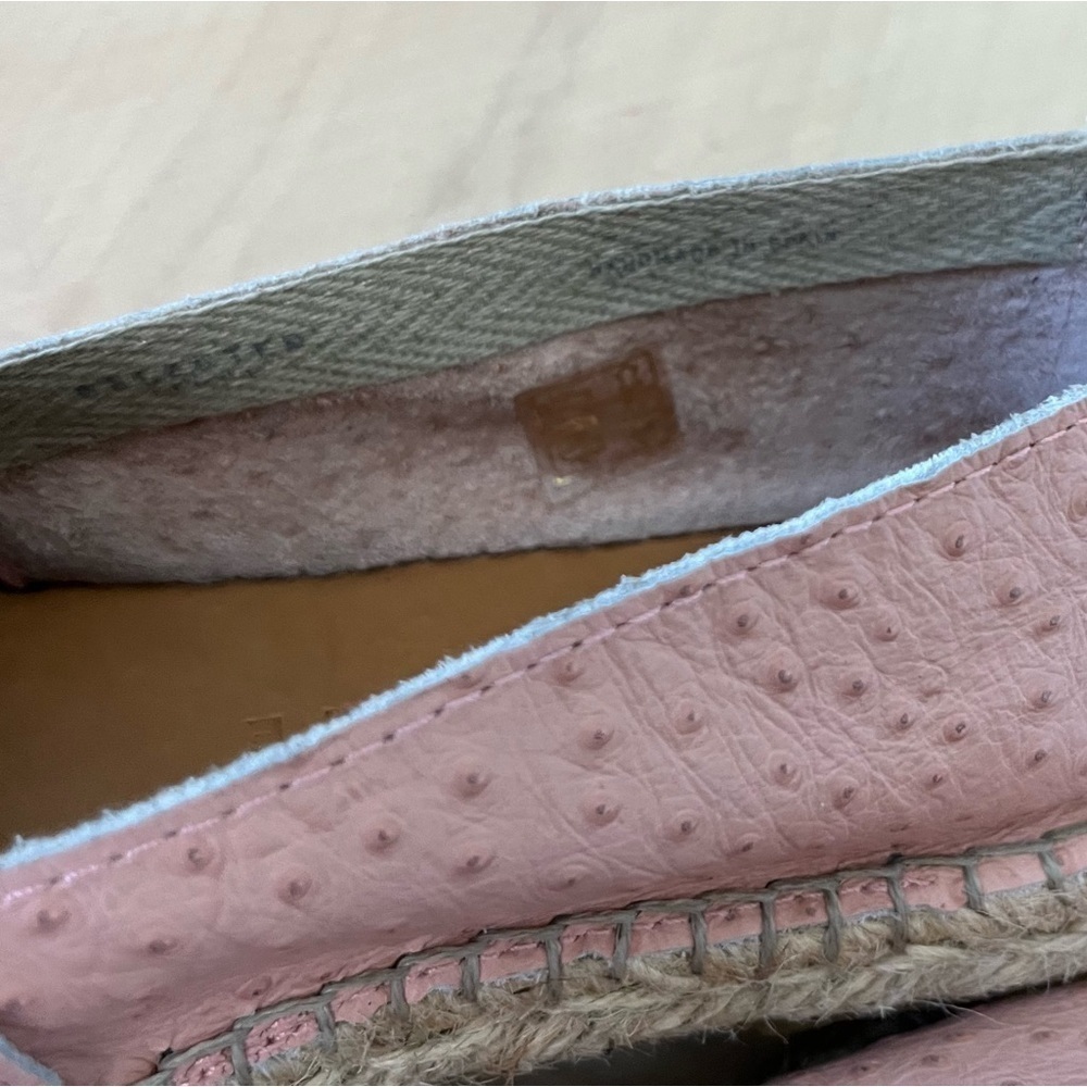 Anthropologie Selected Femme Pink Ostrich Leather Espadrilles EU 38 (7.5) - Picture 6 of 10